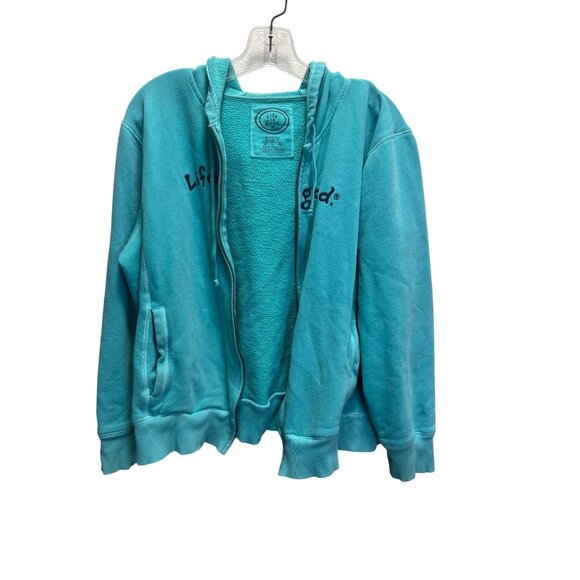 Life Is Good Womens Full Zip Hoodie Jacket Turquoise Size L 100% Cotton With Fle - Picture 3 of 9